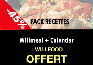PACK RECETTES : Willmeal, Calendar + Willfood OFFERT! SOLDES EXCEPTIONNELLES de -45% !